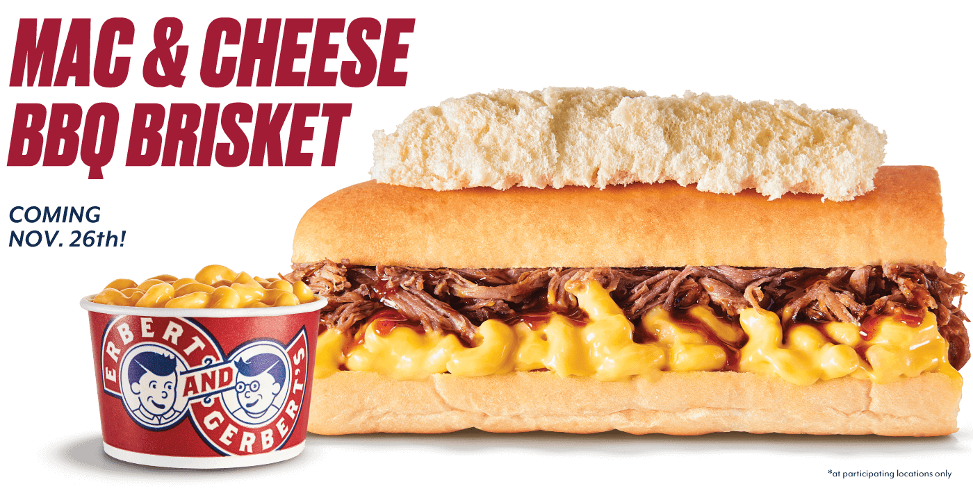 Mac & Cheese BBQ Brisket Sandwich from Erbert and Gerberts Mac & Cheese BBQ Brisket Sandwich from Erbert and Gerberts